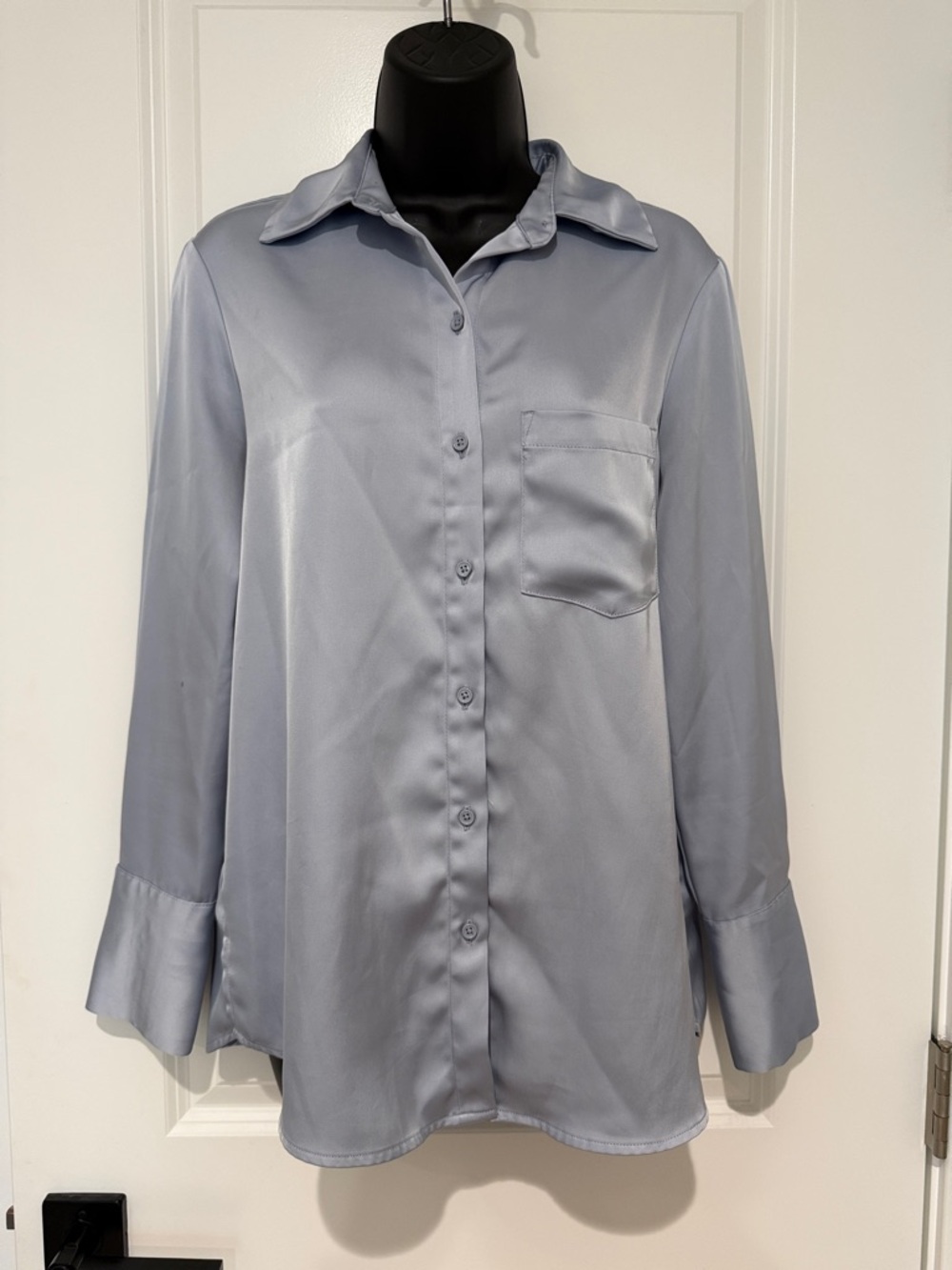 Joie Satin Long Sleeve Button Down Shirt